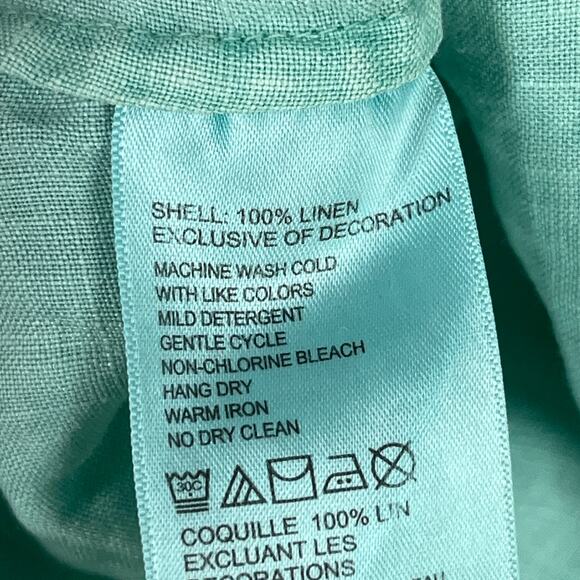 Tommy Bahama Shirt Womens Extra Small Green Linen V Neck Slit Tunic Cover Up - Picture 5 of 8